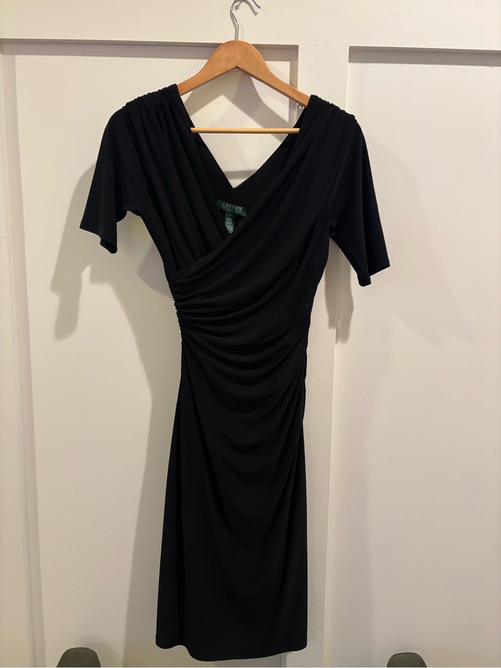 Lauren Ralph Lauren Black Draped Midi Dress